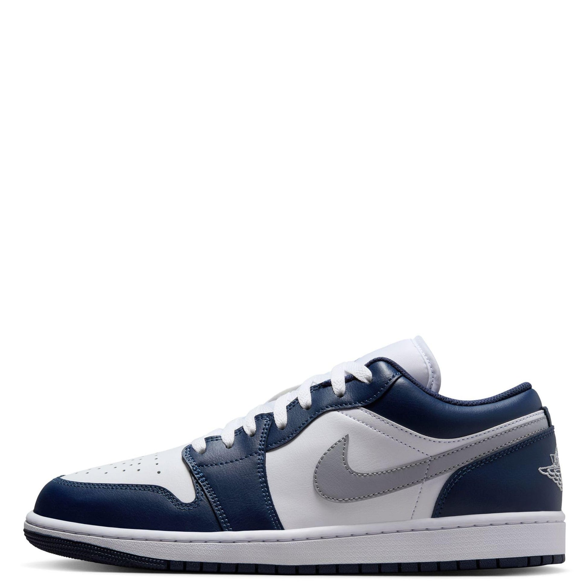NIKE Air Jordan 1 Low Mens Shoes (553558-141 White/Midnight Navy/Wolf Grey) Size 9.5 - Renee Lane Company