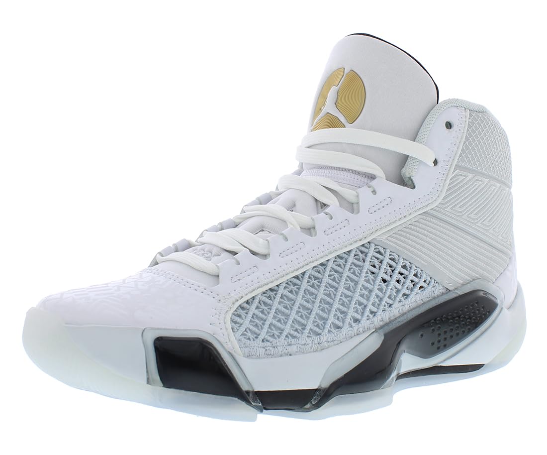 NIKE Air Jordan XXXVIII FIBA Basketball Shoes (FN7481-100 White/Pure Platinum/Metallic Gold) Size 9 - Renee Lane Company