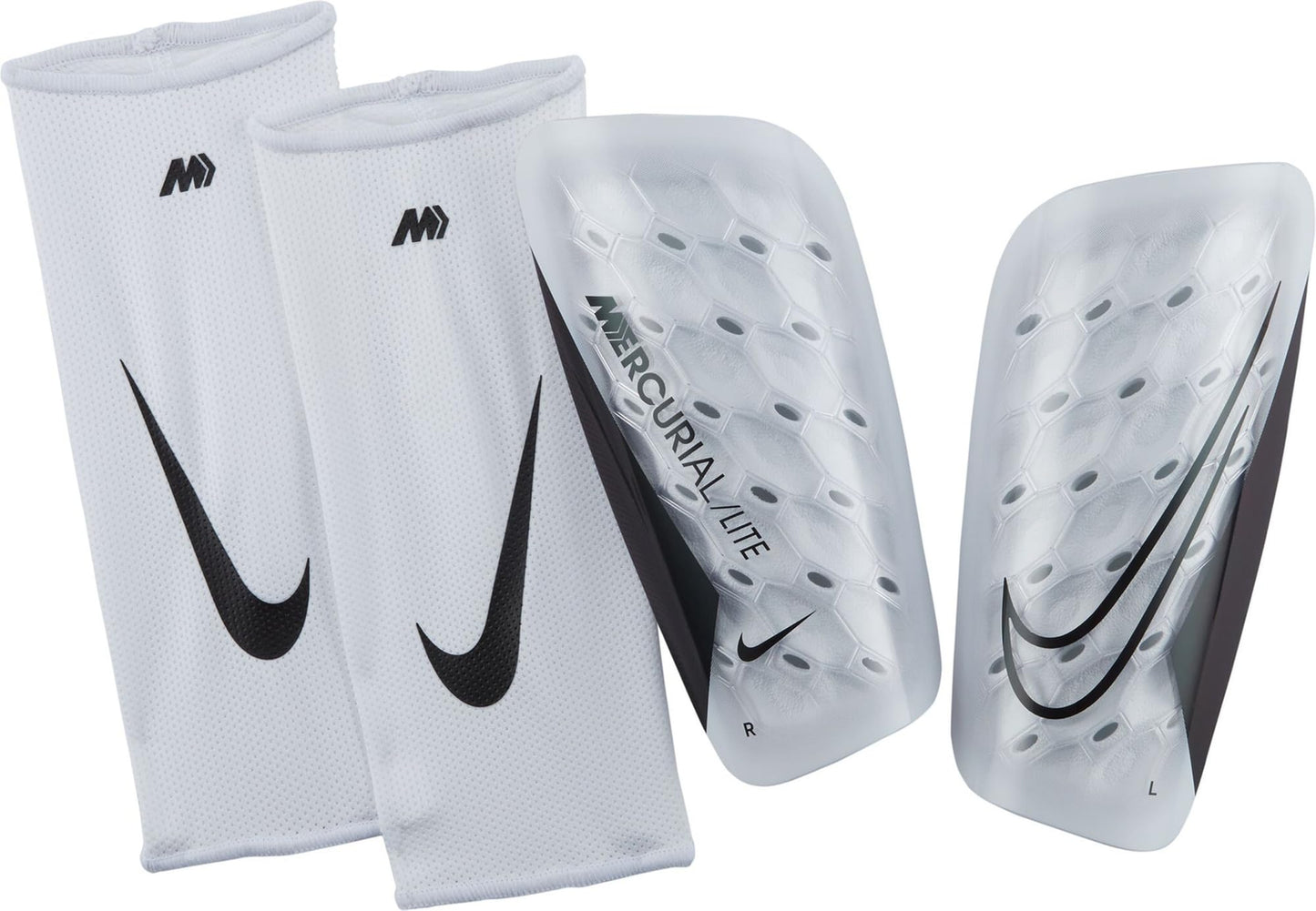 NIKE DN3611-100 NK MERC LITE - FA22 Shin Guards Unisex Adult White/White/Black Size L - Renee Lane Company