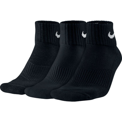 NIKE Unisex Performance Cushion Quarter Training Socks (3 Pairs) Black/White X-Large - Renee Lane Company
