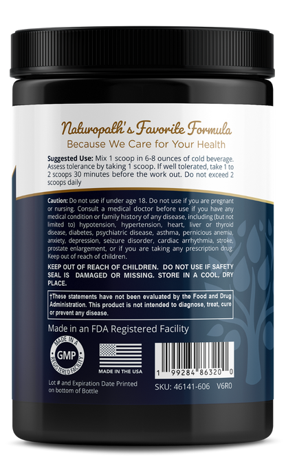 Nitric oxide booster mix bottle, health and usage directions on back label