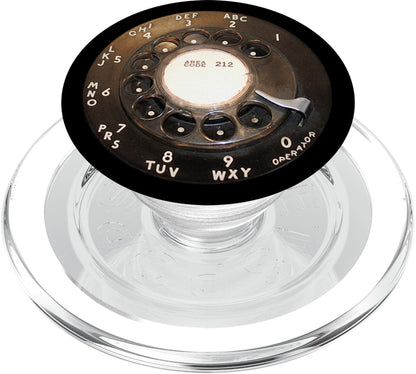 NYC Area Code 212 Black Rotary Retro Phone Dial PopSockets MagSafe PopGrip for iPhone - Renee Lane Company