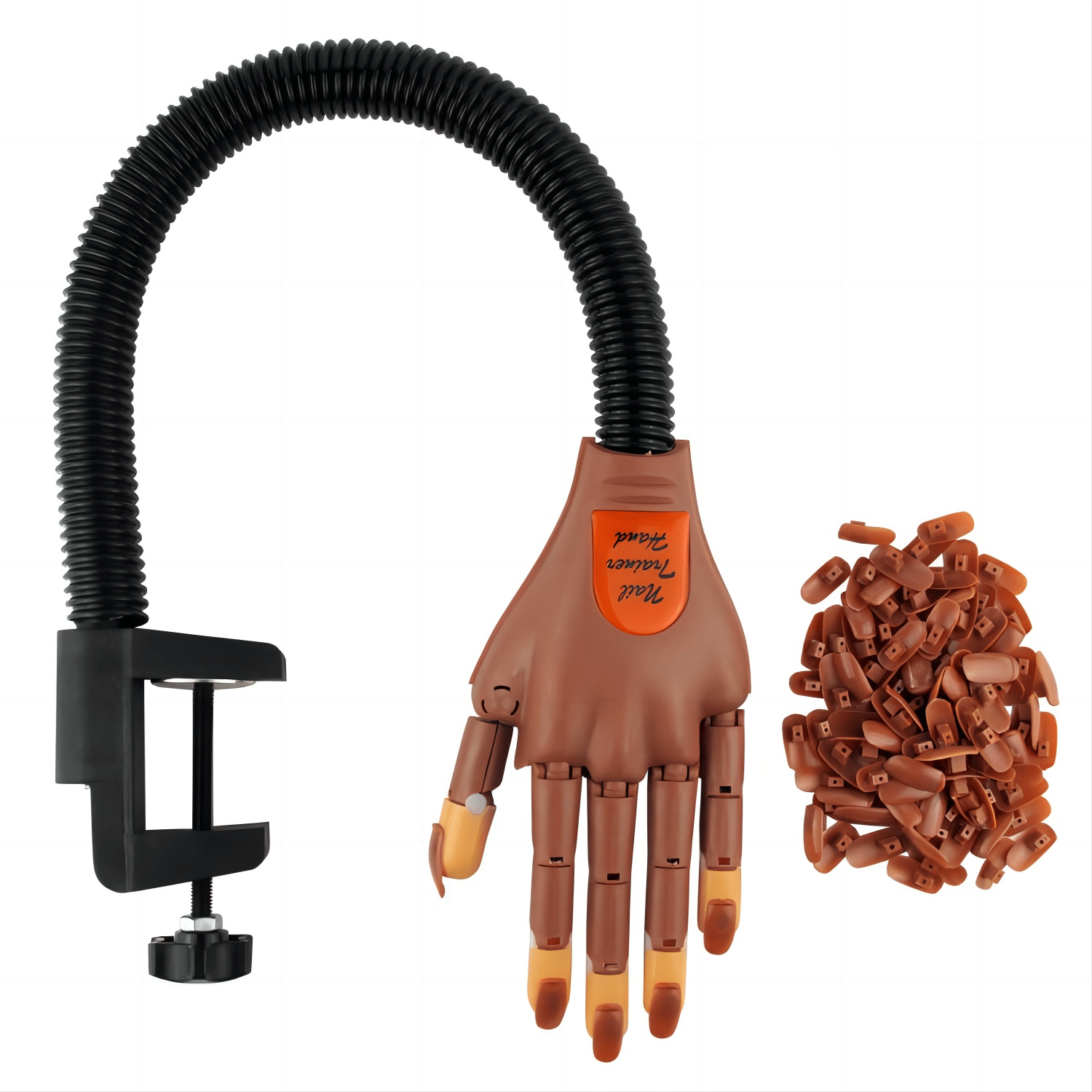 Nail Training Hand Nail Art Practice Hand Flexible Fake Hand With 100 Nails Pieces Set For Nail Manicure DIY Tool - Renee Lane Company
