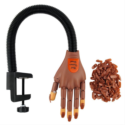 Nail Training Hand Nail Art Practice Hand Flexible Fake Hand With 100 Nails Pieces Set For Nail Manicure DIY Tool - Renee Lane Company