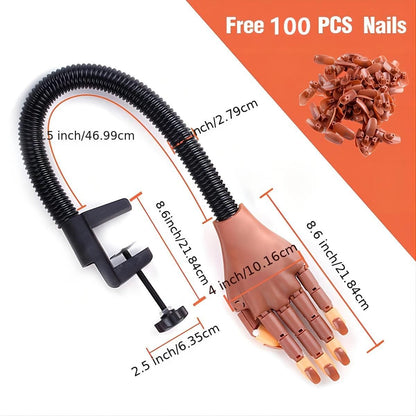 Nail Training Hand Nail Art Practice Hand Flexible Fake Hand With 100 Nails Pieces Set For Nail Manicure DIY Tool - Renee Lane Company