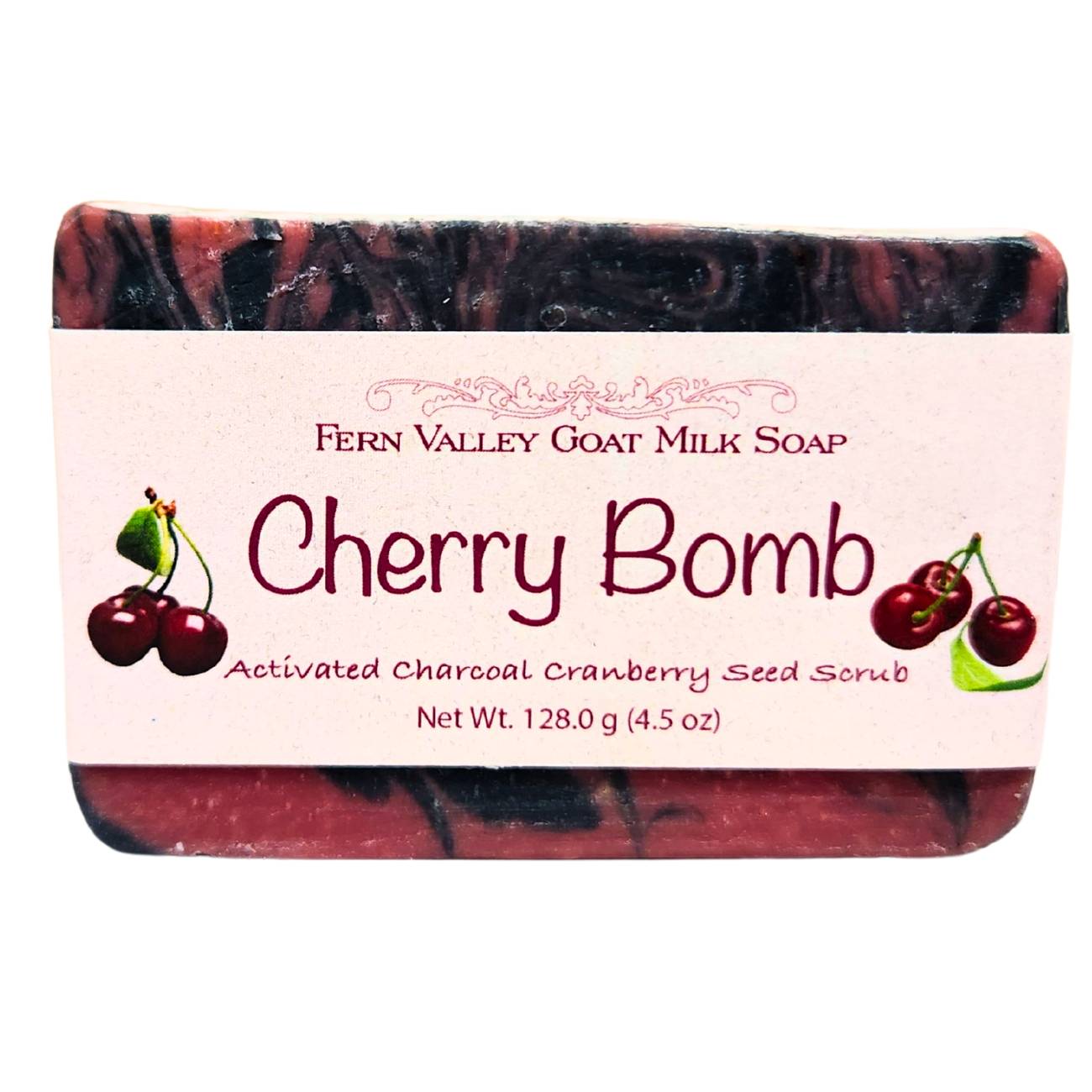 Natural Goat Milk Soap | Charcoal and Cranberry Seed Scrub | Cherry Bomb - Renee Lane Company