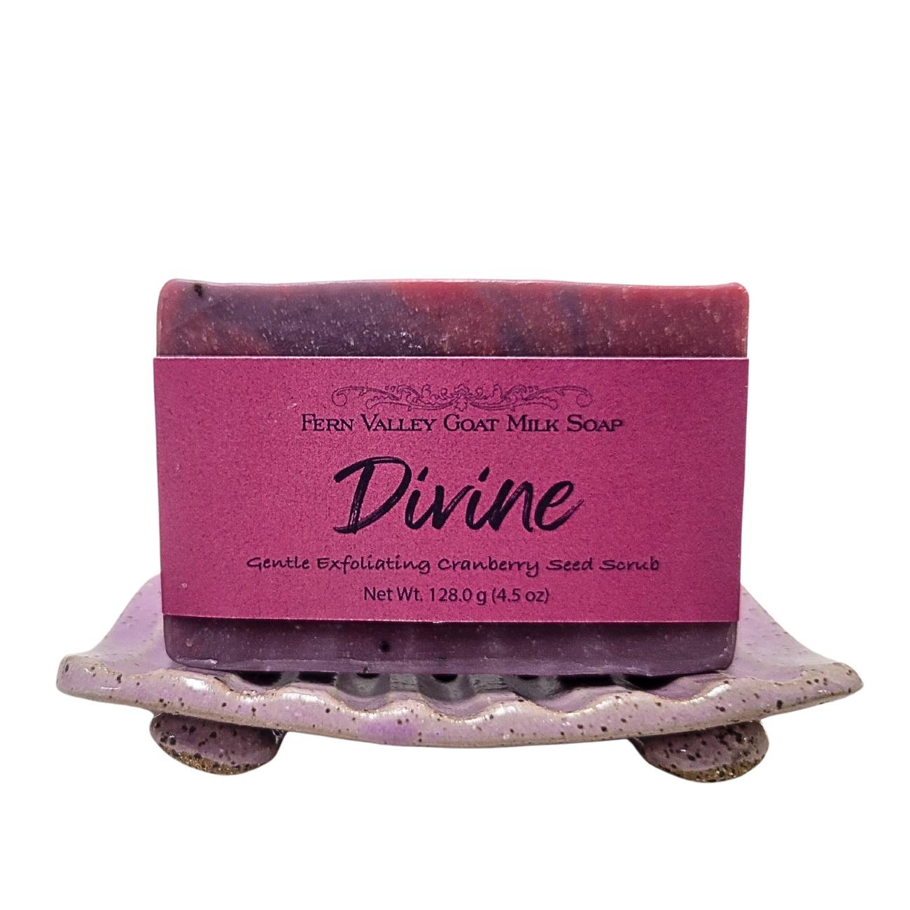 Natural Goat Milk Soap | Exfoliating Cranberry-Seed Scrub | Divine - Musky Floral Scent - Renee Lane Company