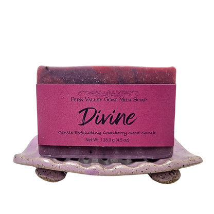 Natural Goat Milk Soap | Exfoliating Cranberry-Seed Scrub | Divine - Musky Floral Scent - Renee Lane Company