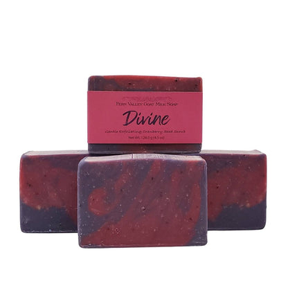Natural Goat Milk Soap | Exfoliating Cranberry-Seed Scrub | Divine - Musky Floral Scent - Renee Lane Company