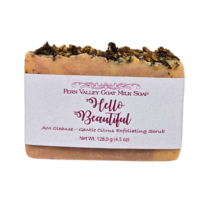 Natural Goat Milk Soap | Exfoliating Scrub | Hello Beautiful AM Cleanse - Renee Lane Company