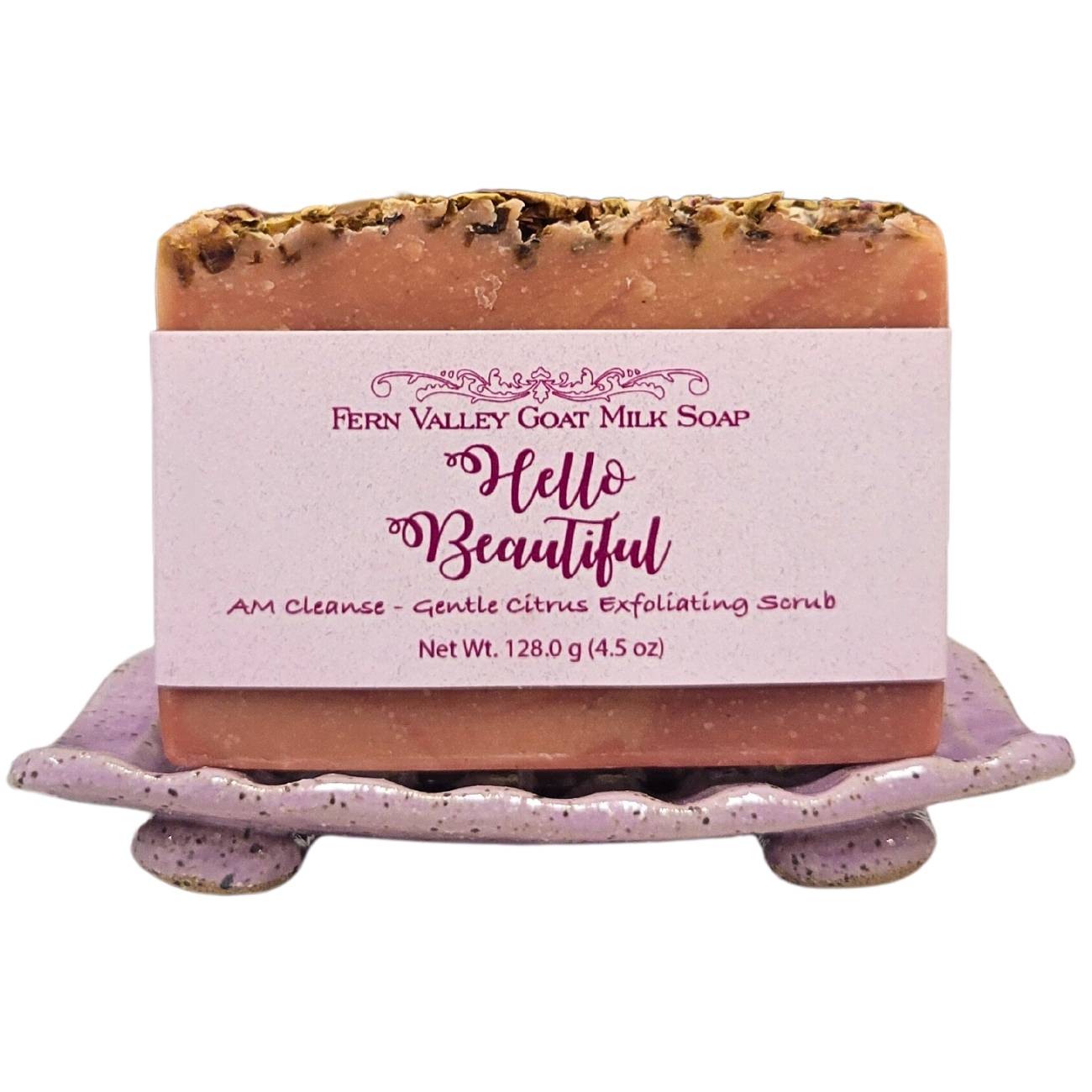 Natural Goat Milk Soap | Exfoliating Scrub | Hello Beautiful AM Cleanse - Renee Lane Company