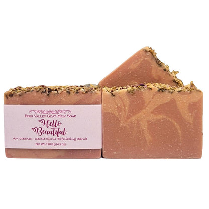 Natural Goat Milk Soap | Exfoliating Scrub | Hello Beautiful AM Cleanse - Renee Lane Company
