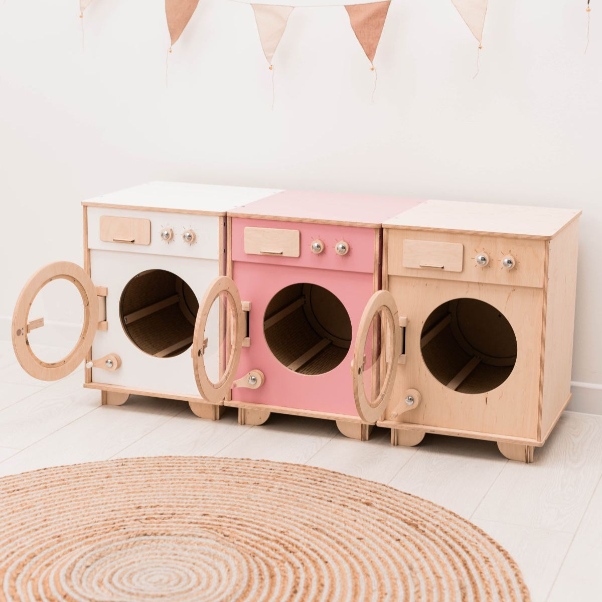 Natural Wooden Toy Washing Machine - Renee Lane Company