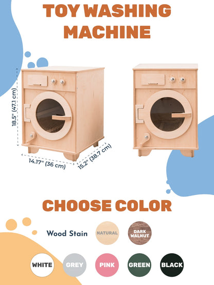 Natural Wooden Toy Washing Machine - Renee Lane Company