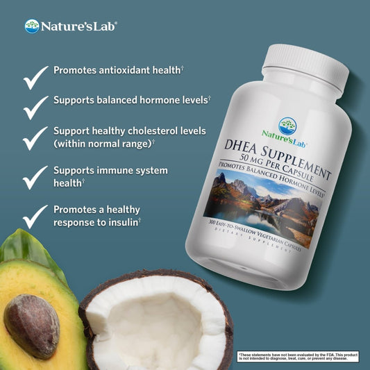 Nature's Lab DHEA Supplement 50 mg - 300 Capsules - Renee Lane Company