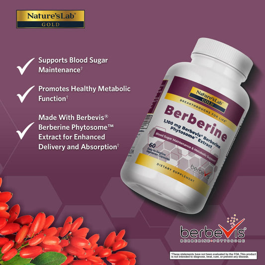 Nature's Lab Gold Berbevis® Berberine Phytosome™ Extract - 60 Capsules - Renee Lane Company
