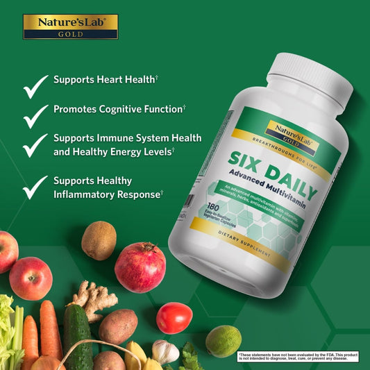 Nature's Lab Gold Six Daily Advanced Multivitamin - 180 Capsules - Renee Lane Company
