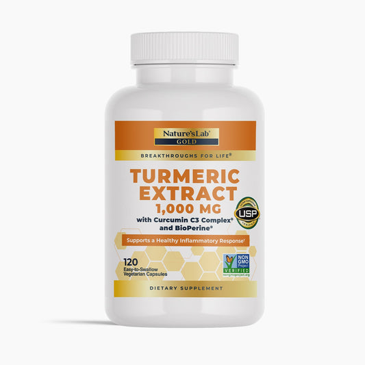 Nature's Lab Gold Turmeric Extract with Curcumin C3 Complex and BioPerine  - 120 Capsules - Renee Lane Company