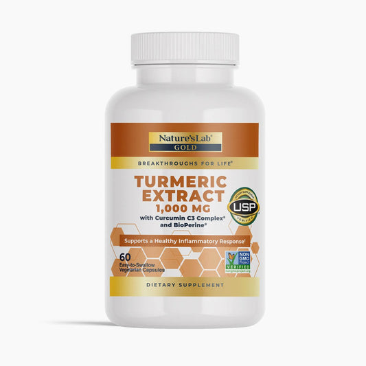 Nature's Lab Gold Turmeric Extract with Curcumin C3 and BioPerine - 60 capsules - Renee Lane Company