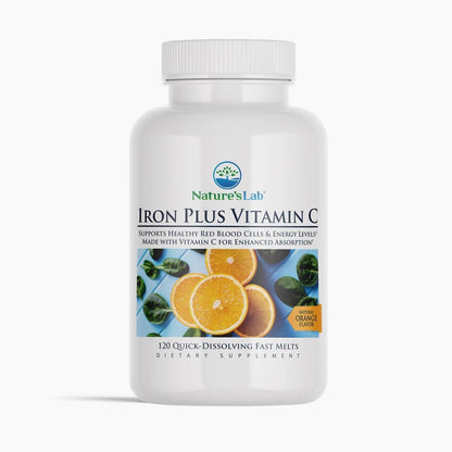 Nature's Lab Iron Plus Vitamin C Fast Melt Tablets - 120 Tablets - Renee Lane Company