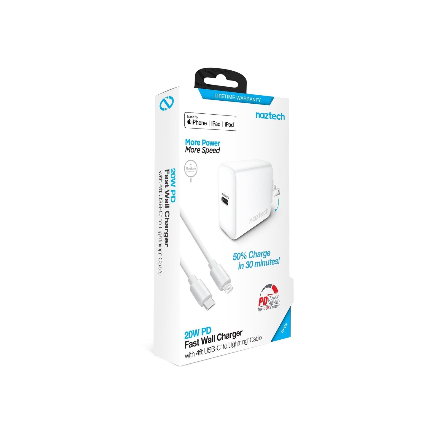 Naztech 20W PD Wall Charger + USB-C to Lightning 4ft Cable - Renee Lane Company
