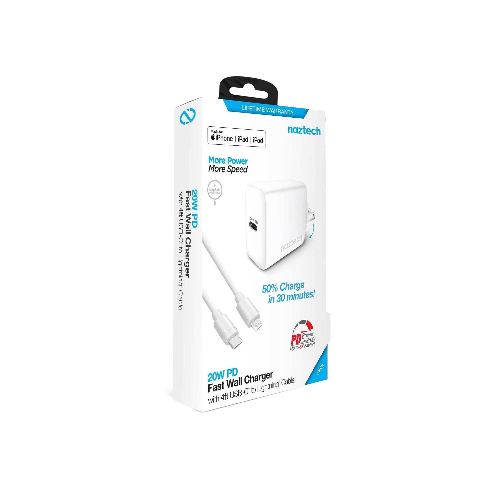 Naztech 20W PD Wall Charger + USB-C to Lightning 4ft Cable - Renee Lane Company