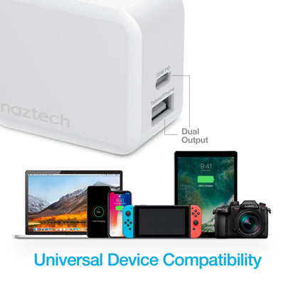 Naztech 30W USB-C PD Dual Output Fast Wall Charger - Renee Lane Company