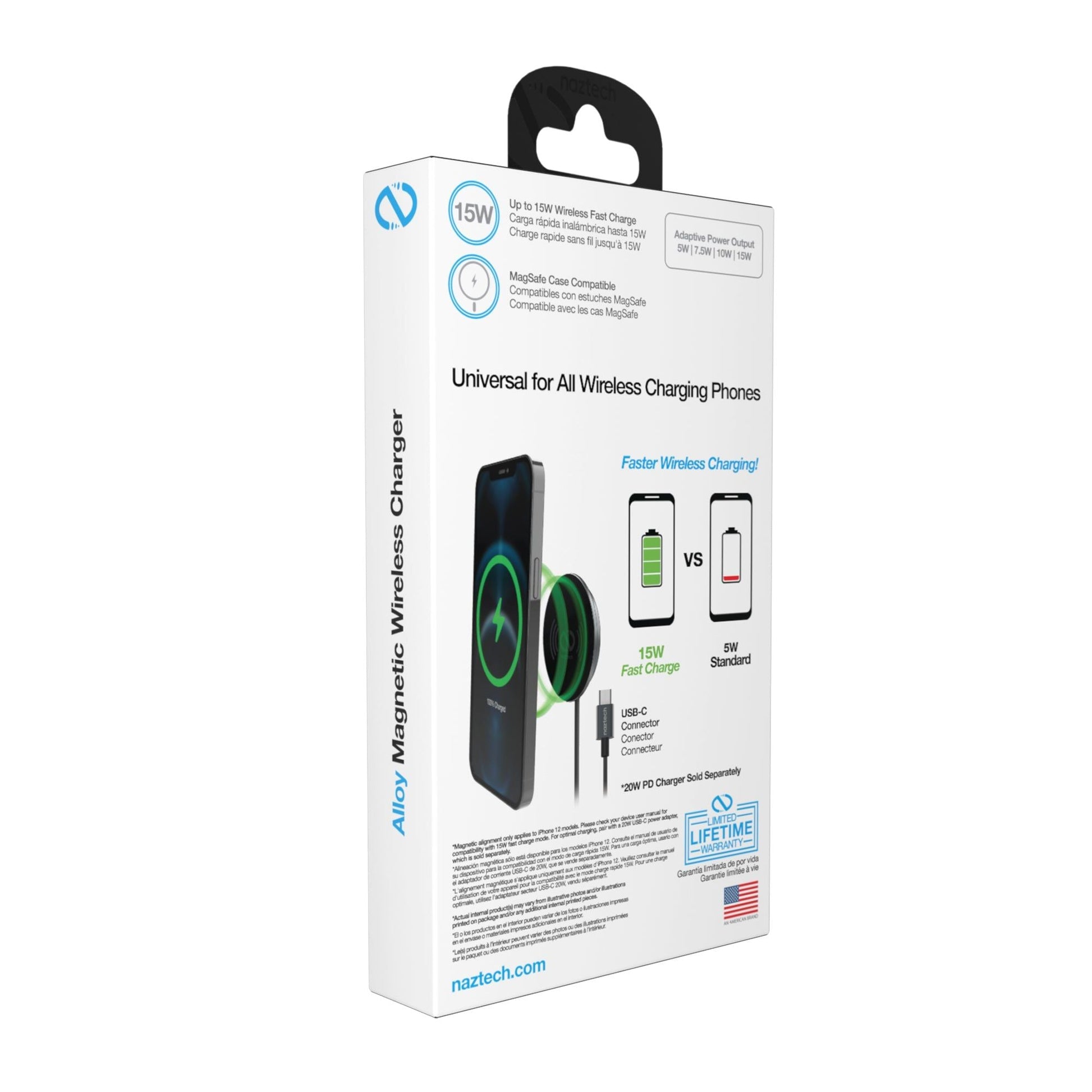 Naztech Alloy Magnetic 15W Wireless Fast Charger - Renee Lane Company