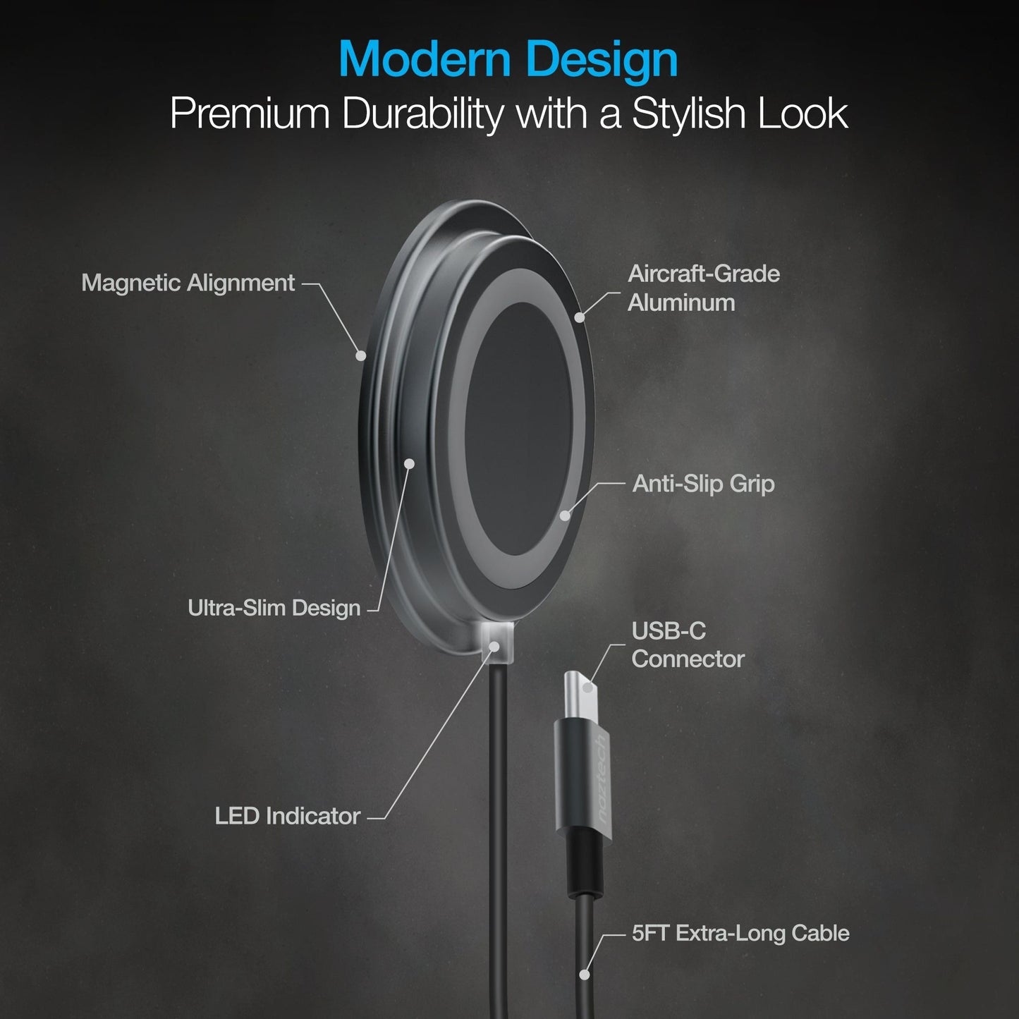 Naztech Alloy Magnetic 15W Wireless Fast Charger - Renee Lane Company
