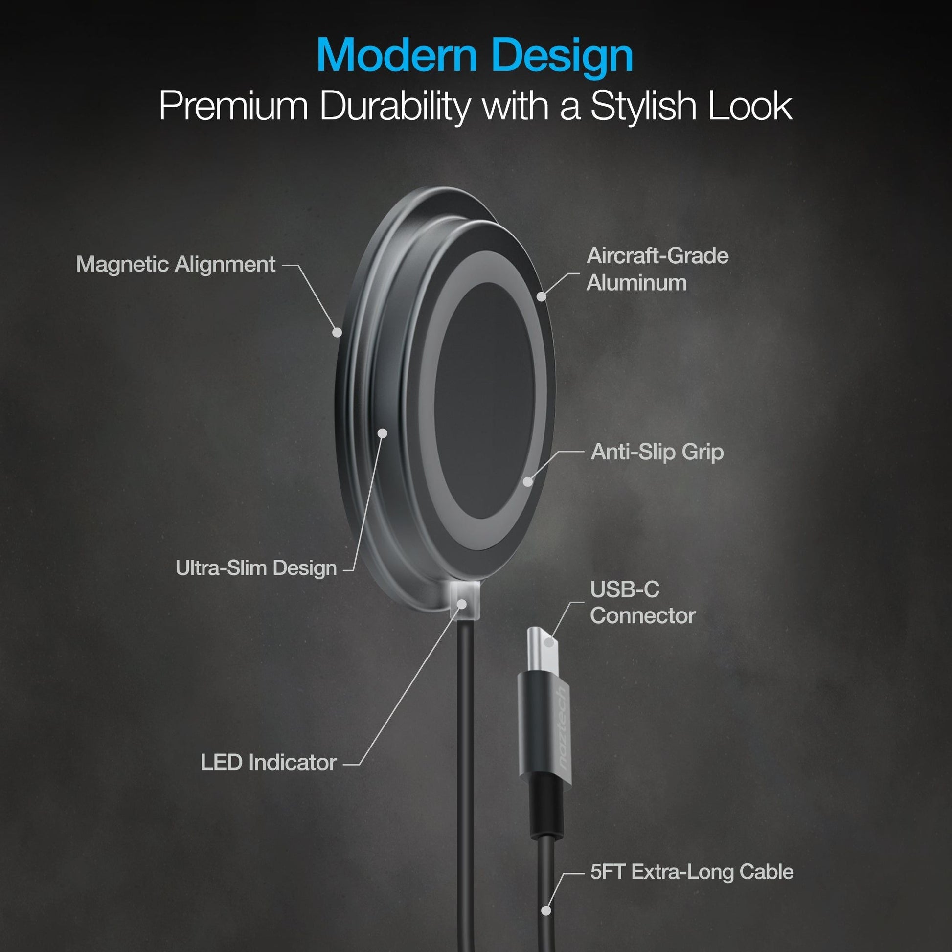 Naztech Alloy Magnetic 15W Wireless Fast Charger - Renee Lane Company