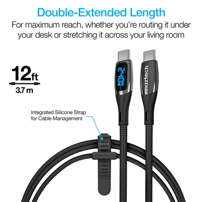 Naztech DigiWATT USB-C to USB-C Digital LED Cable 12ft - Renee Lane Company