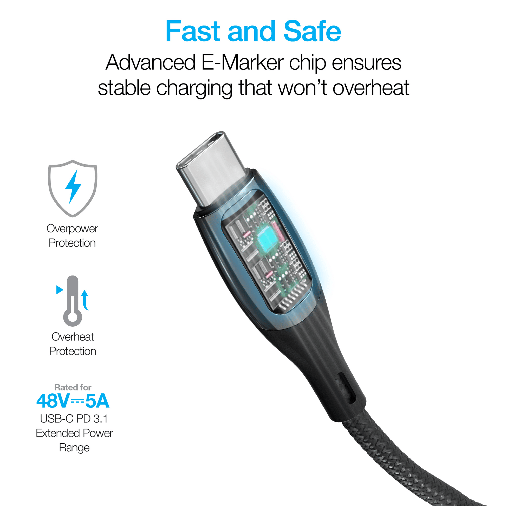 Naztech DigiWATT USB-C to USB-C Digital LED Cable 12ft - Renee Lane Company