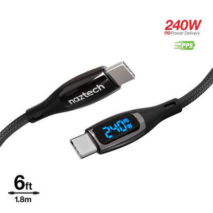 Naztech DigiWATT USB-C to USB-C Digital LED Cable 6ft - Renee Lane Company