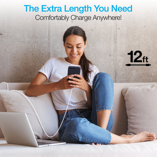 Naztech Fast Charge USB-C to MFi Lightning Cable 12ft - Renee Lane Company