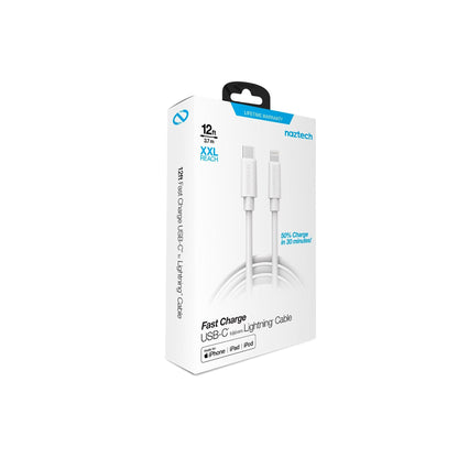 Naztech Fast Charge USB-C to MFi Lightning Cable 12ft - Renee Lane Company