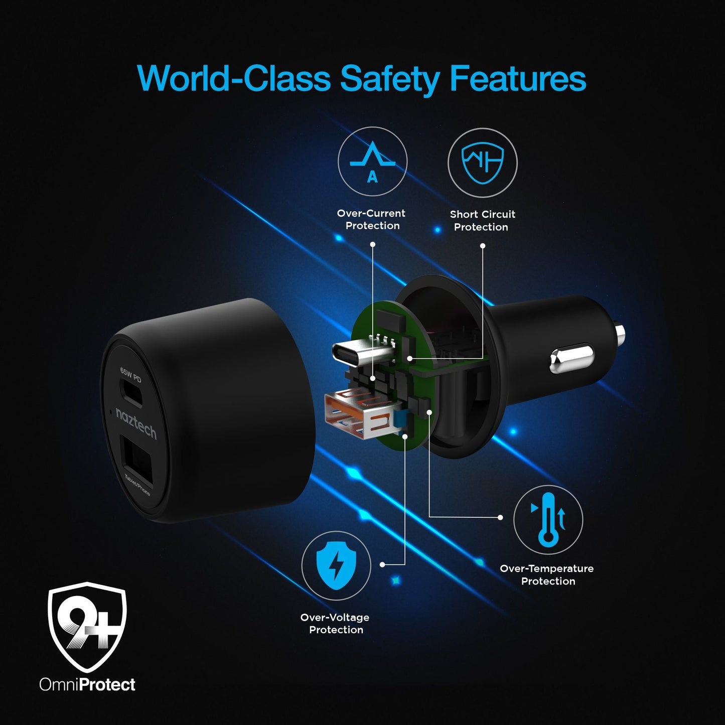 Naztech SpeedMax65 PD65W + QC3 Car Charger - Renee Lane Company