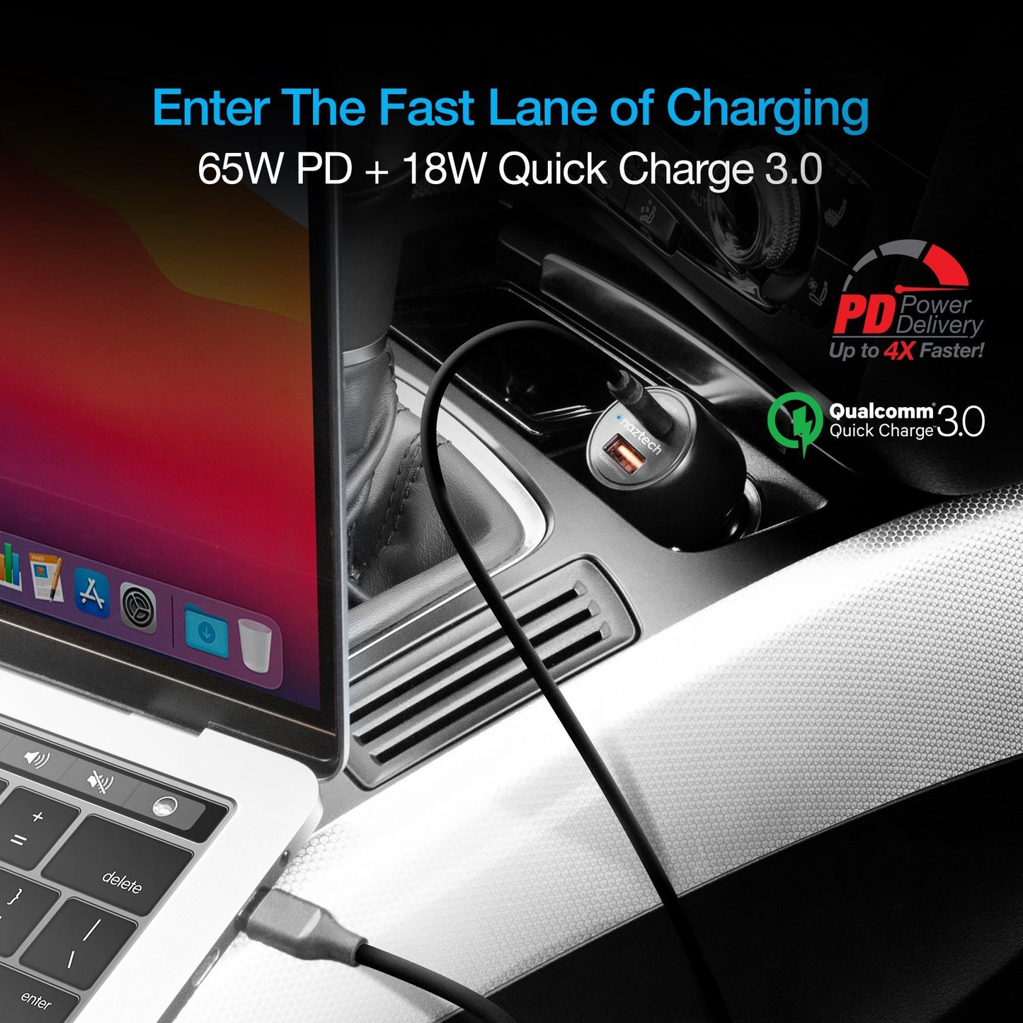 Naztech SpeedMax65 PD65W + QC3 Car Charger - Renee Lane Company