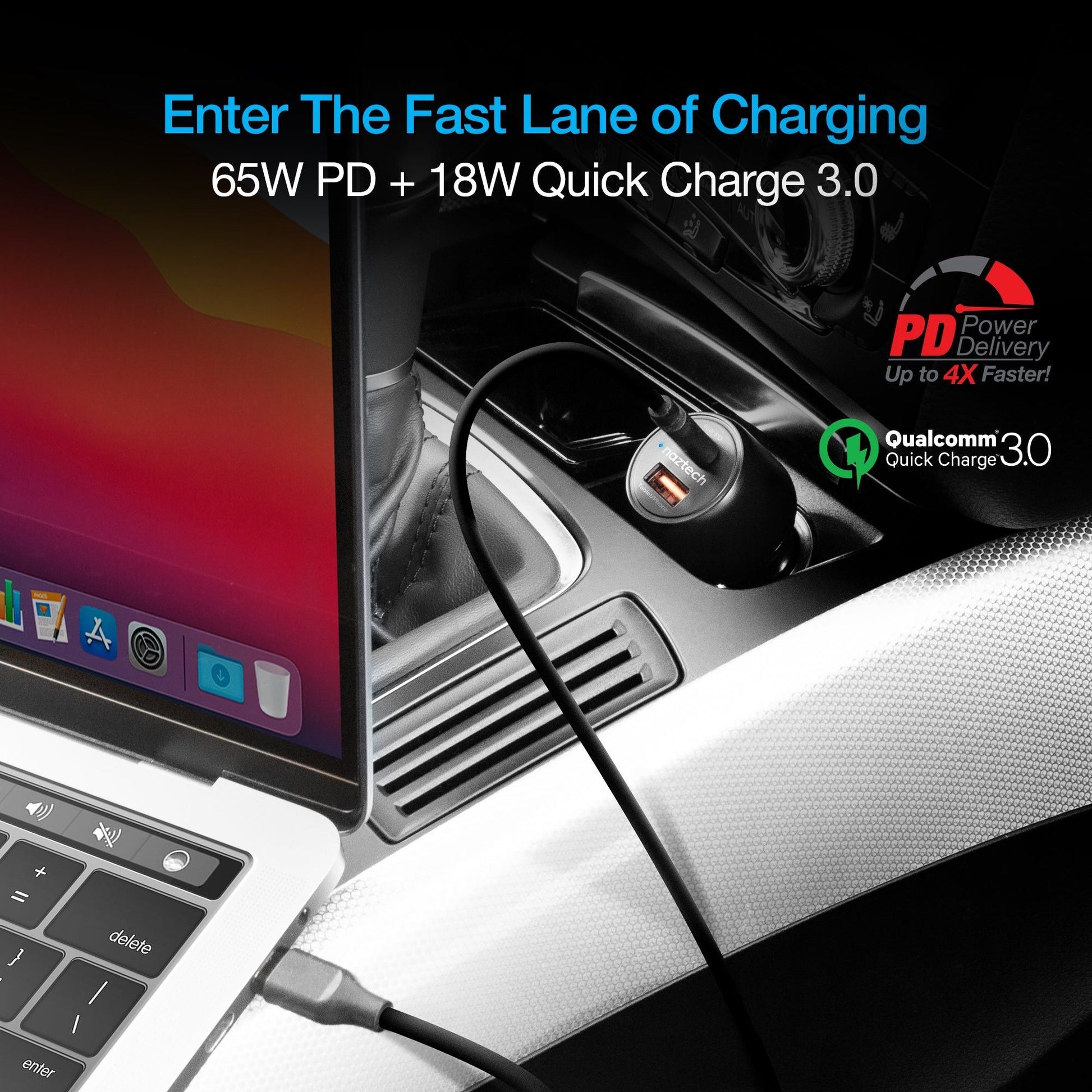 Naztech SpeedMax65 PD65W + QC3 Car Charger - Renee Lane Company