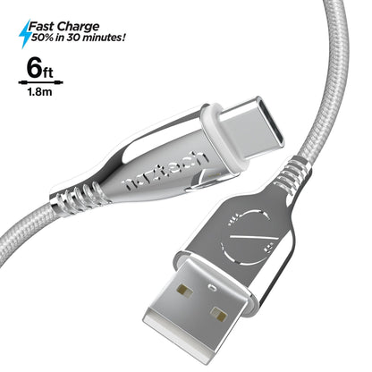 Naztech Titanium USB to USB-C Braided Cable 6ft - Renee Lane Company