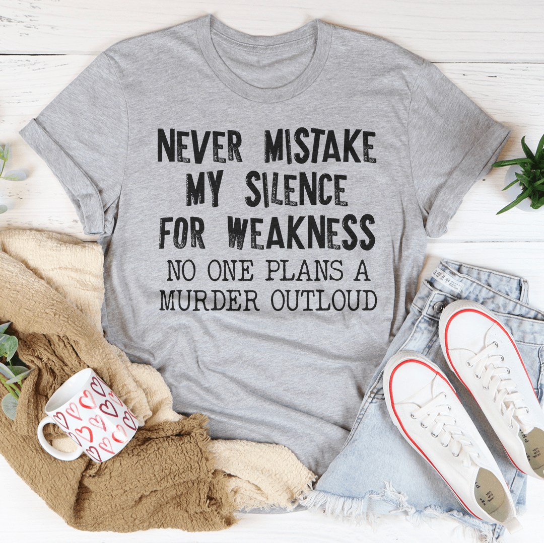 Gray crew-neck T-shirt with centered quote text graphic on front