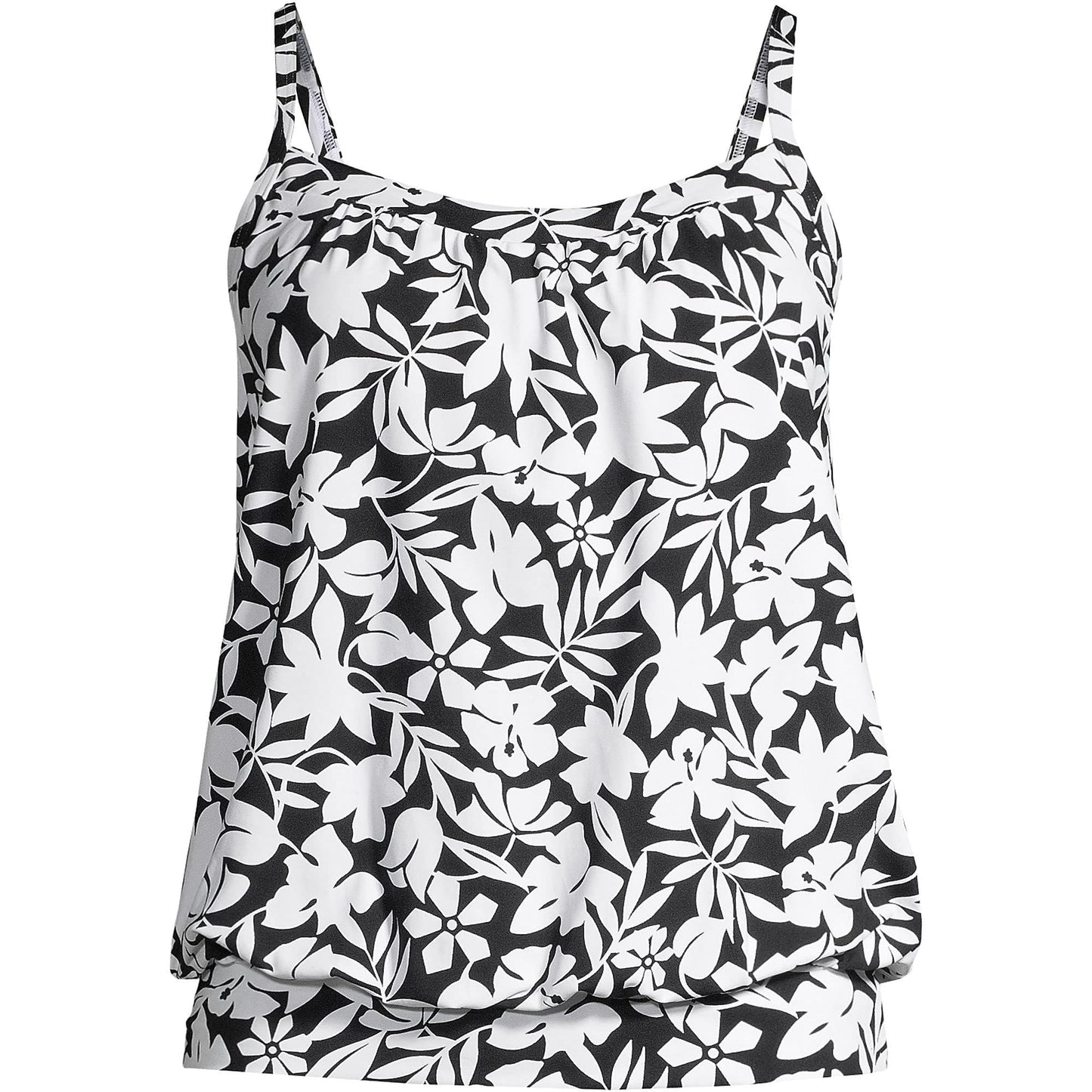 New black and white printed women's split type Tankini set with conservative style, covering the belly and showing off thinness - Renee Lane Company
