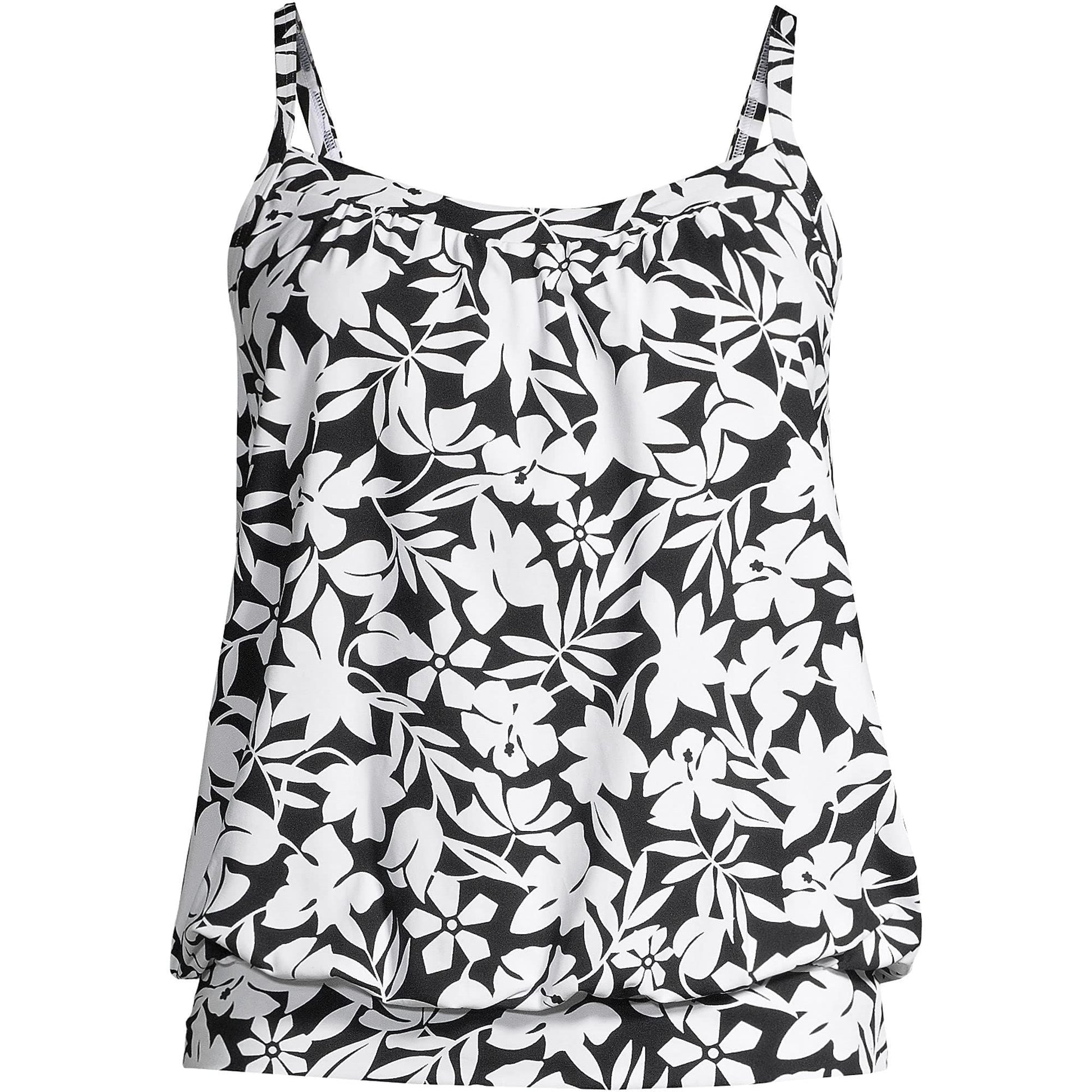 New black and white printed women's split type Tankini set with conservative style, covering the belly and showing off thinness - Renee Lane Company