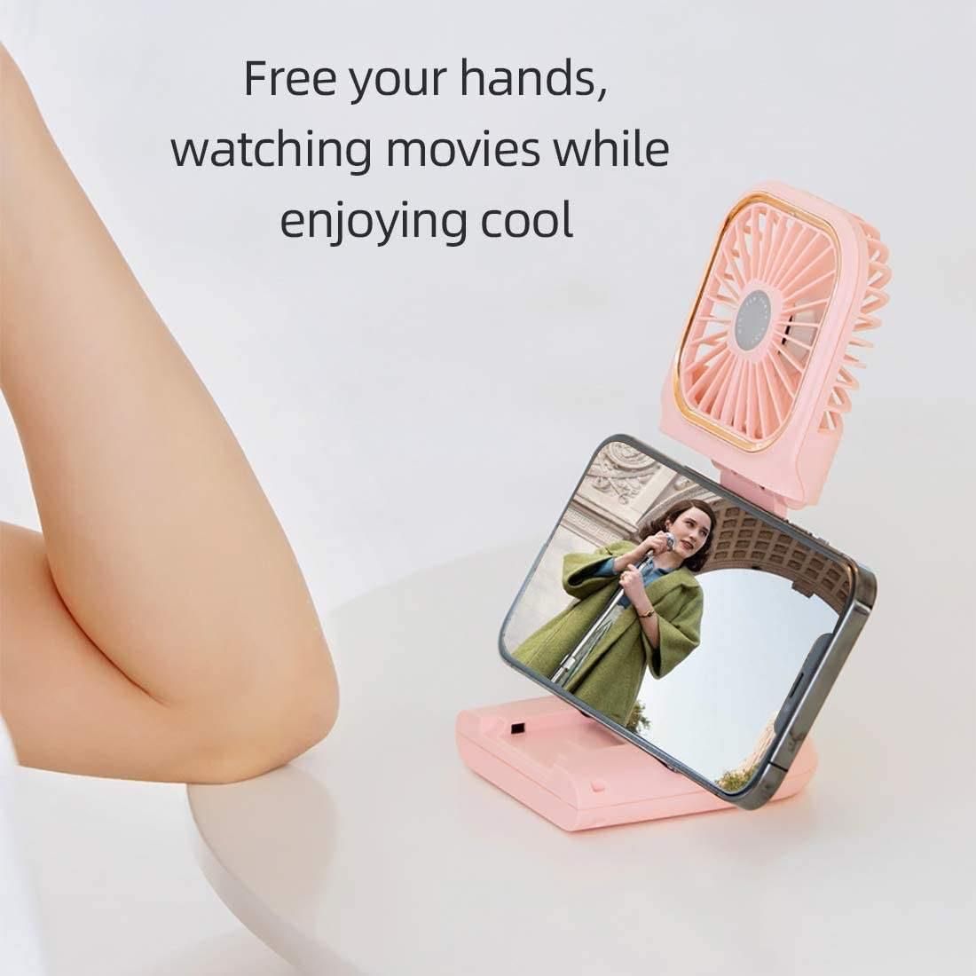 Newly Portable Hands Free Neck Multi-purpose 3 in1 Rechargeable Foldable Mini Cooler Folding Usb Electric Power Fans - Renee Lane Company