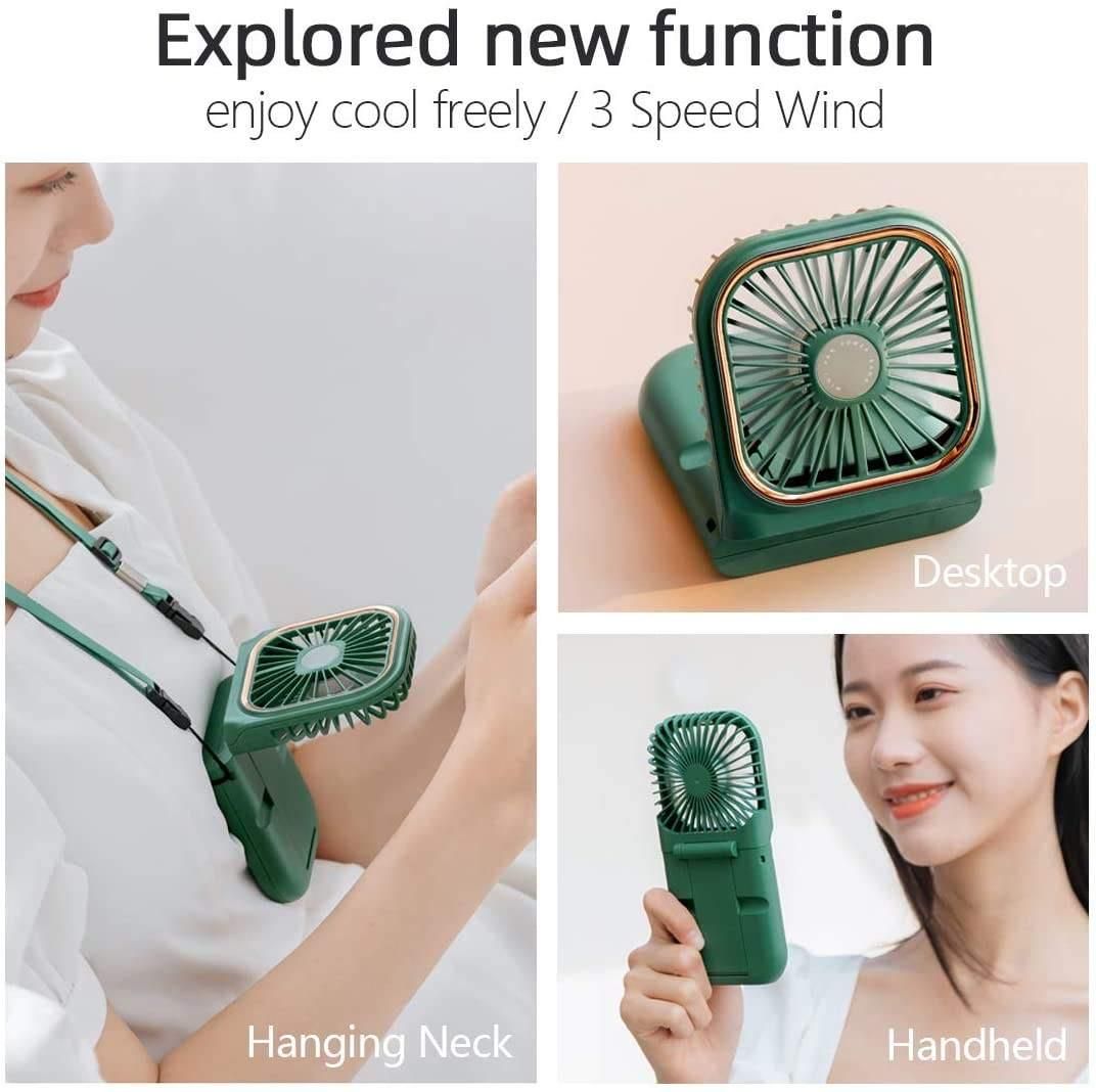 Newly Portable Hands Free Neck Multi-purpose 3 in1 Rechargeable Foldable Mini Cooler Folding Usb Electric Power Fans - Renee Lane Company