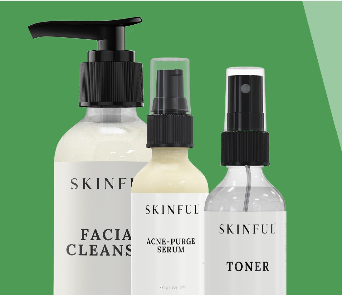 Nighttime Spa Bundle: 1-Skinful Facial Serum + 1-Skinful Facial Toner + 1-Skinful Facial Cleanser - Renee Lane Company