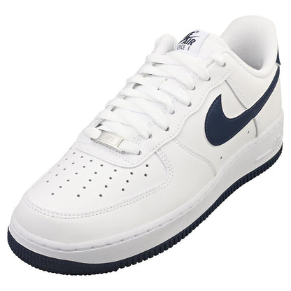 Nike Air Force 1 07 Mens Shoes (FJ4146-104 White/White/Midnight Navy) Size 9.5 - Renee Lane Company