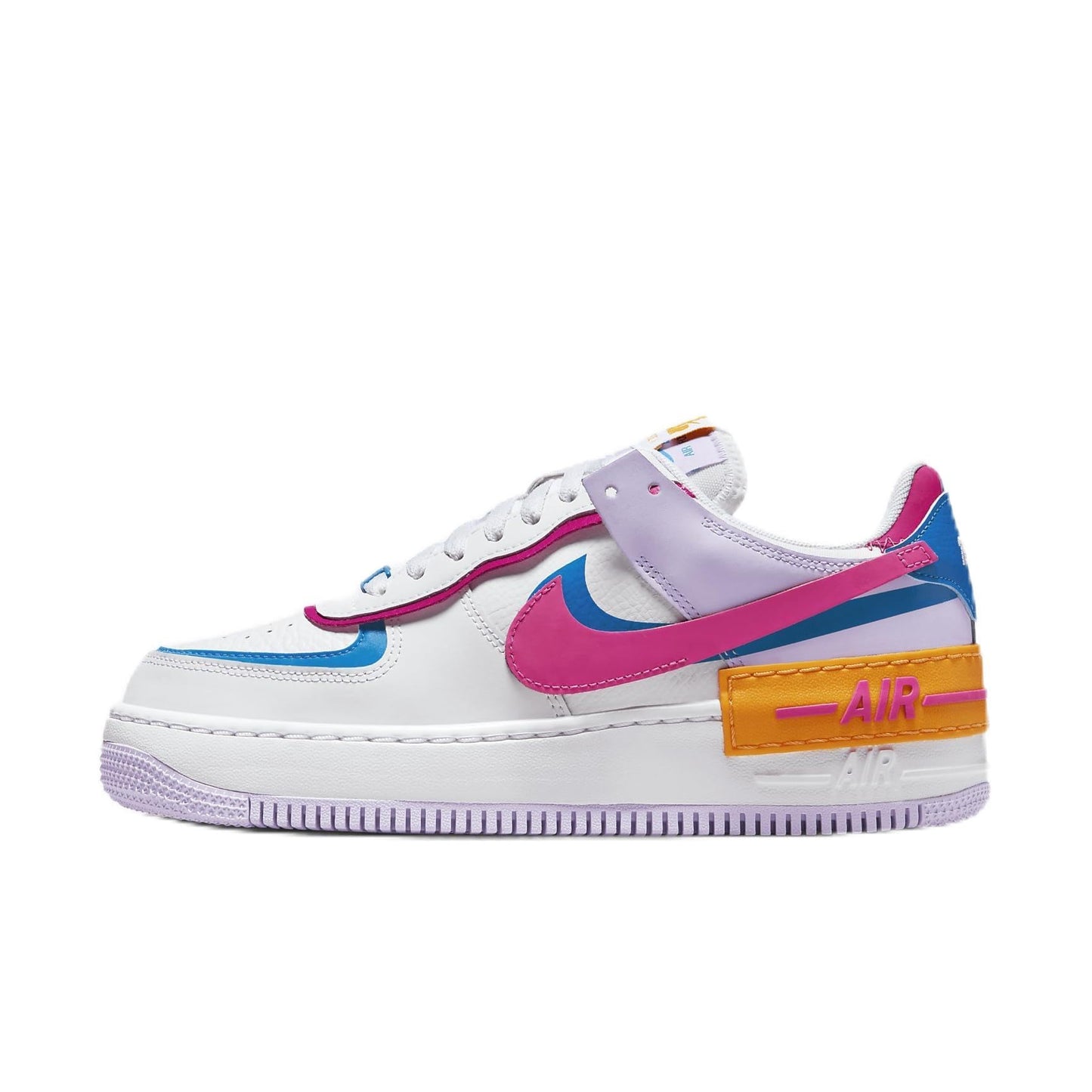 Nike Air Force 1 Shadow Womens Shoes (HF5064-100 White/Photo Blue/Lilac Bloom/Alchemy Pink) Size 10 - Renee Lane Company