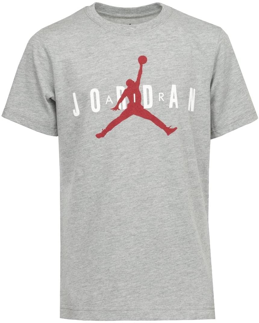 Nike Air Jordan Big Boys (8-20) Short-Sleeve Jumpman T-Shirt Jordan (Grey/White/Red Jumpman Medium) - Renee Lane Company