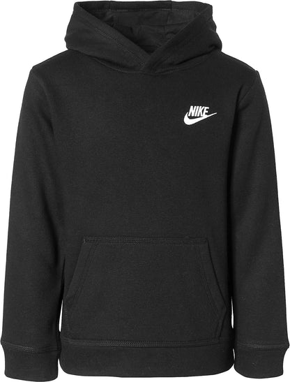 Nike Boys Club Fleece Pullover Hoodie (Little Kids) Black 5 Little Kids - Renee Lane Company