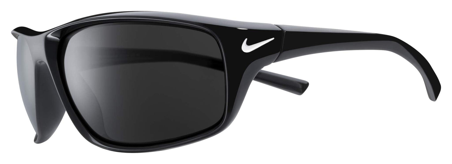 Nike EV1134-001 Adrenaline Sunglasses Shiny Black/White Frame Color Grey Lens Tint - Renee Lane Company